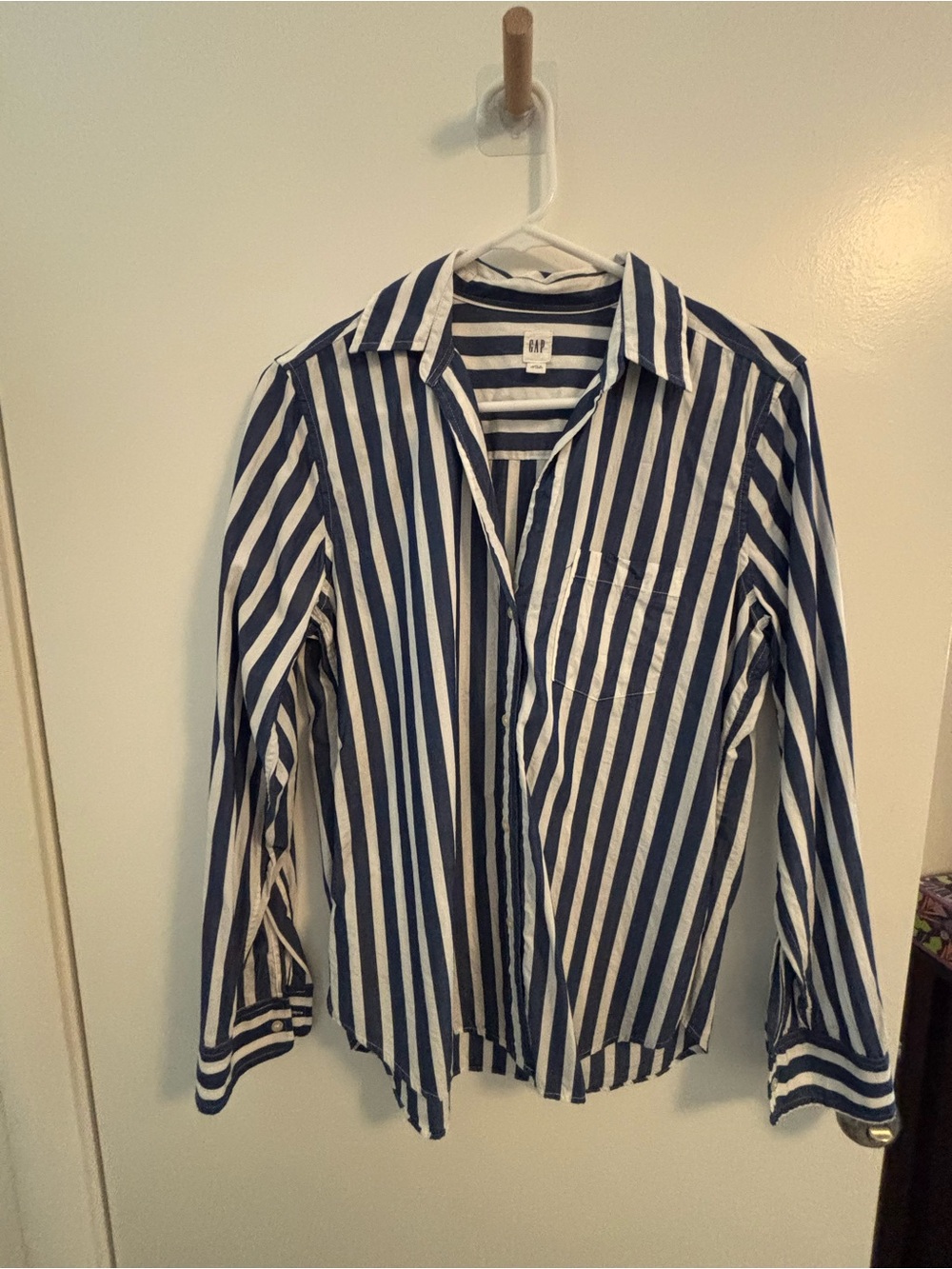 GAP Navy & White Striped Button-Up Shirt